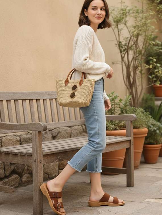 women solid slip on flat sandals - 22223601 -  Standard Image - 1