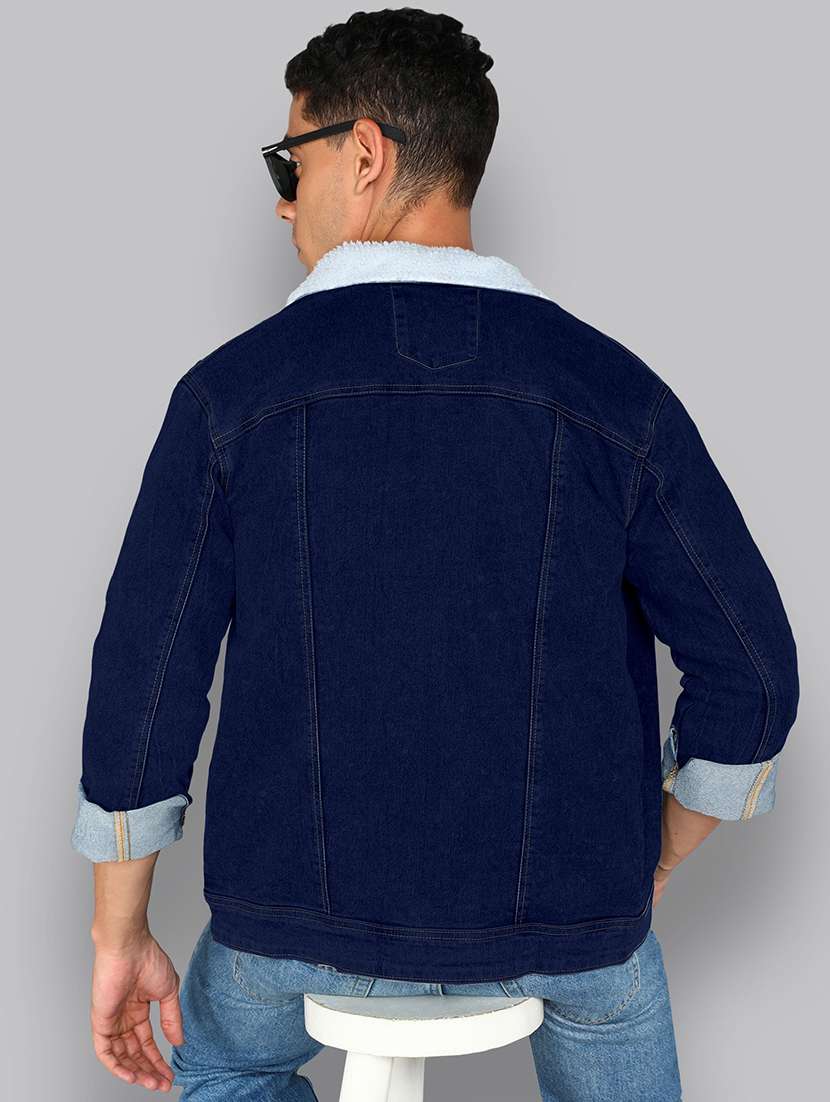 men solid long sleeve denim casual jacket - 22223633 -  Standard Image - 1