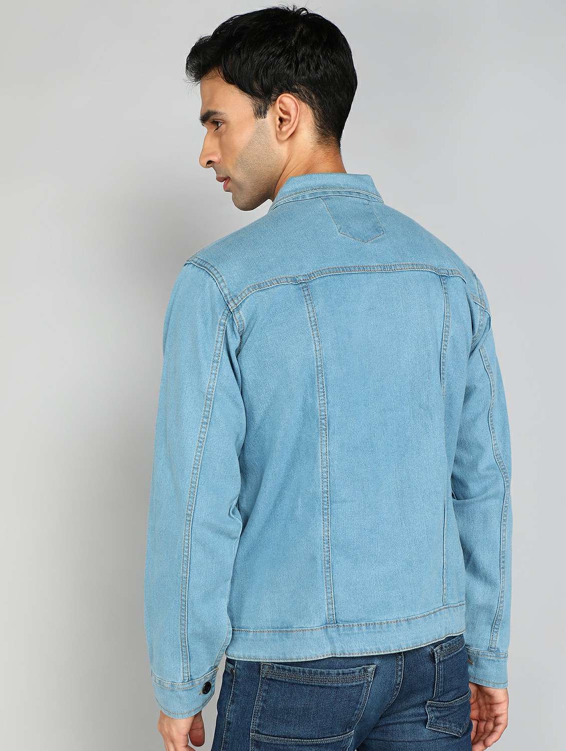 men solid long sleeve denim casual jacket - 22223659 -  Standard Image - 1