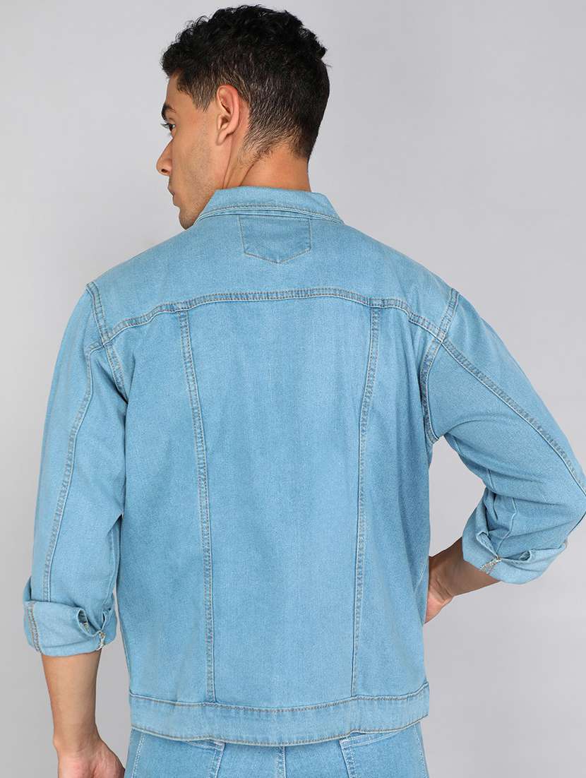 men solid long sleeve denim casual jacket - 22223659 -  Standard Image - 1