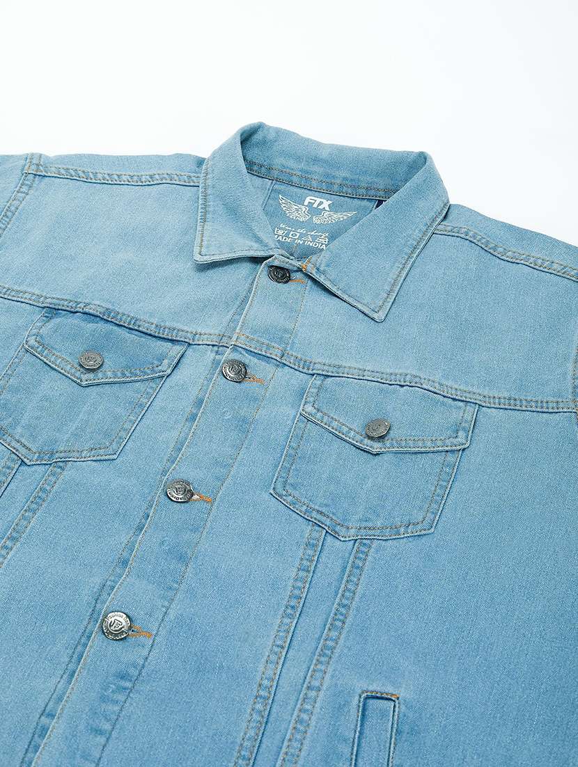 men solid long sleeve denim casual jacket - 22223659 -  Standard Image - 4