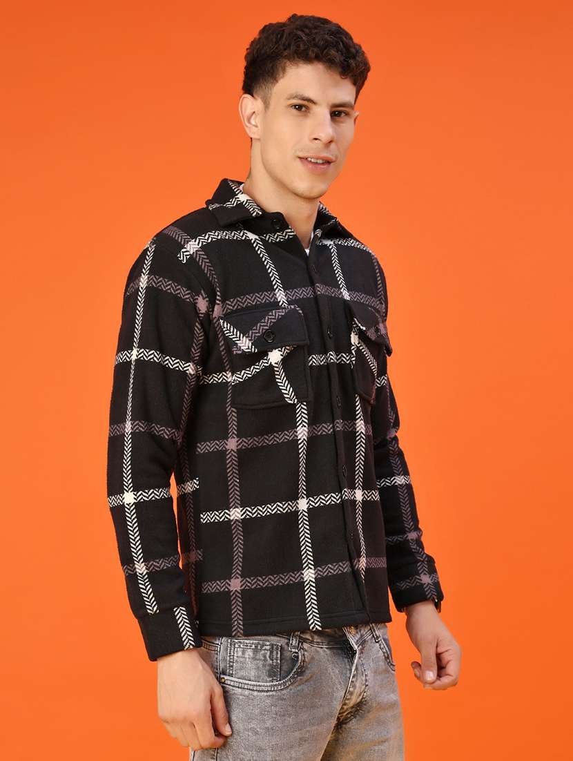 men checkered long sleeve regular fit shacket - 22223675 -  Standard Image - 1