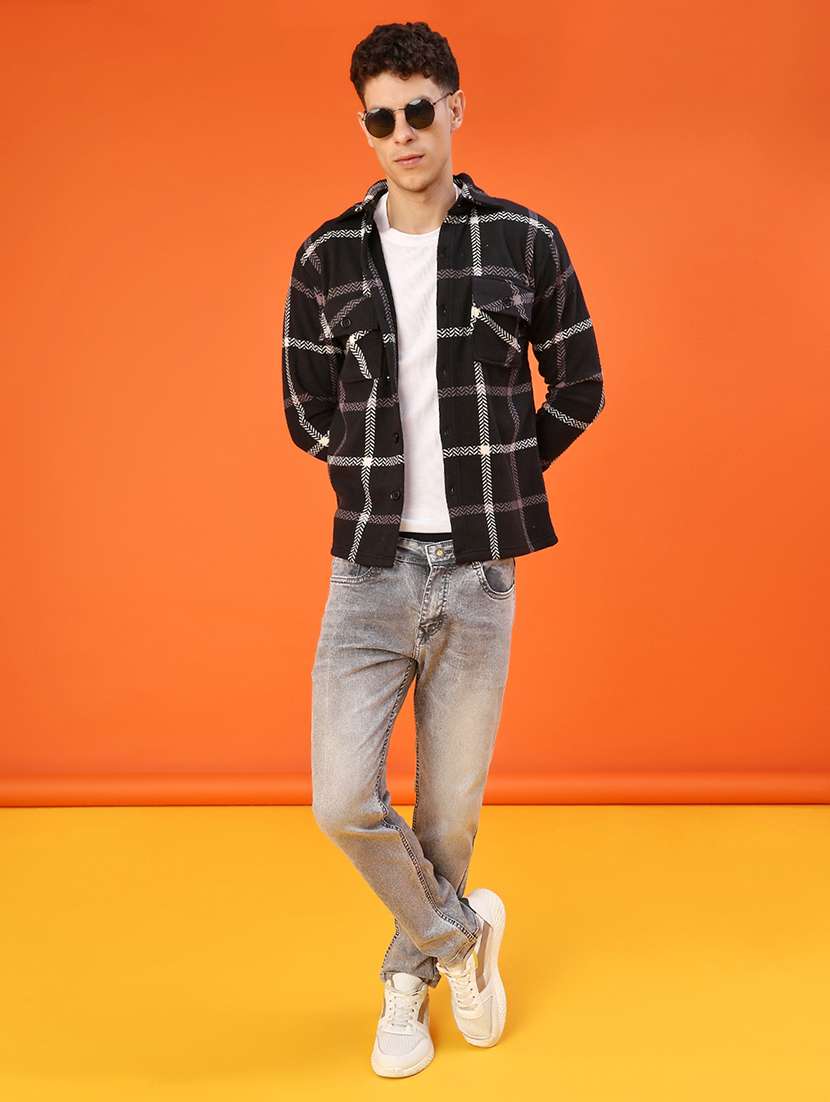 men checkered long sleeve regular fit shacket - 22223675 -  Standard Image - 4