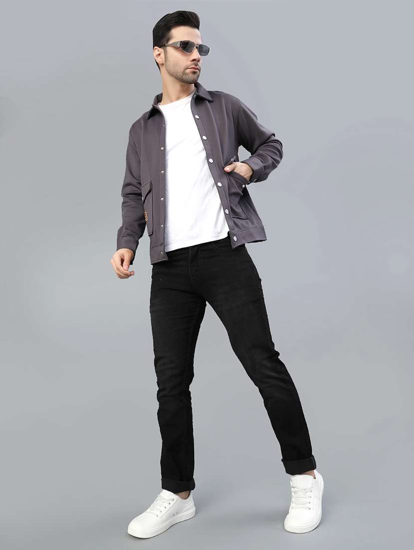 men solid long sleeve regualr fit shacket - 22223680 -  Standard Image - 4