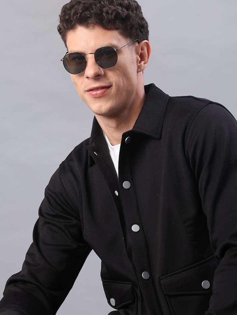 men solid long sleeve regualr fit shacket - 22223684 -  Standard Image - 1