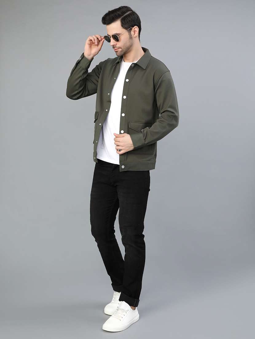 men solid long sleeve regualr fit shacket - 22223685 -  Standard Image - 4