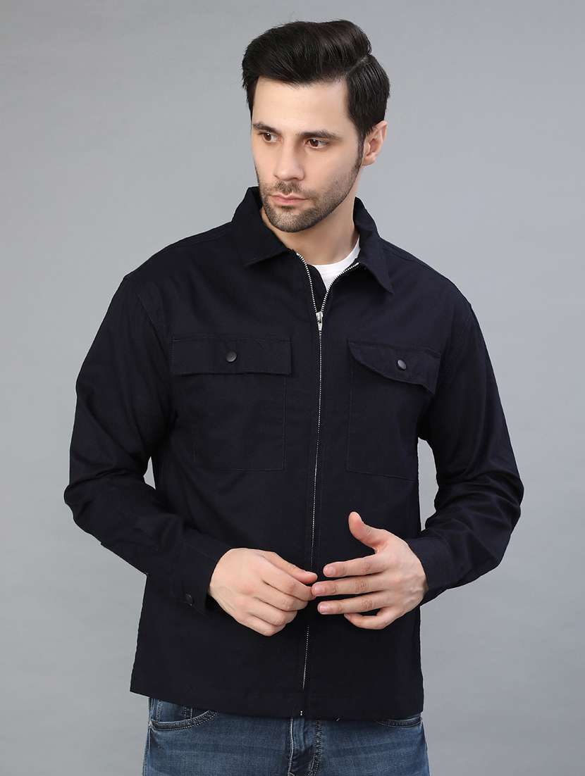 men solid long sleeve regular fit shacket - 22223688 -  Standard Image - 1