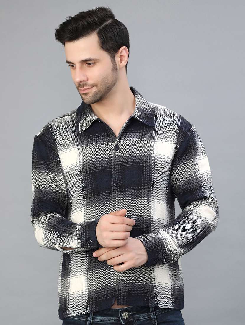 men checkered long sleeve regular fit shacket - 22223689 -  Standard Image - 1