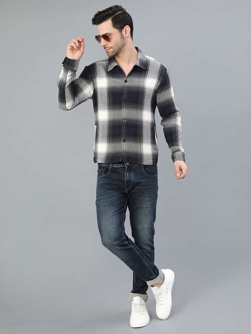 men checkered long sleeve regular fit shacket - 22223689 -  Standard Image - 4