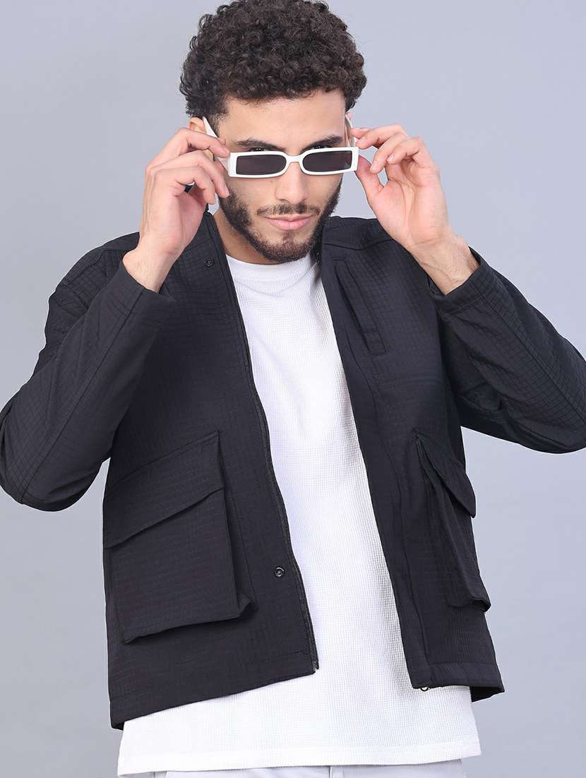 men solid long sleeve regular fit shacket