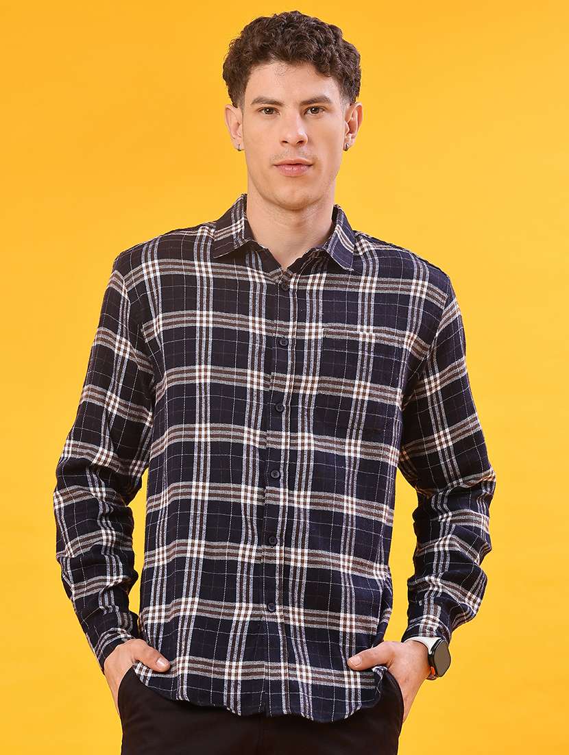 men checkered long sleeve regular fit shacket - 22223691 -  Standard Image - 1
