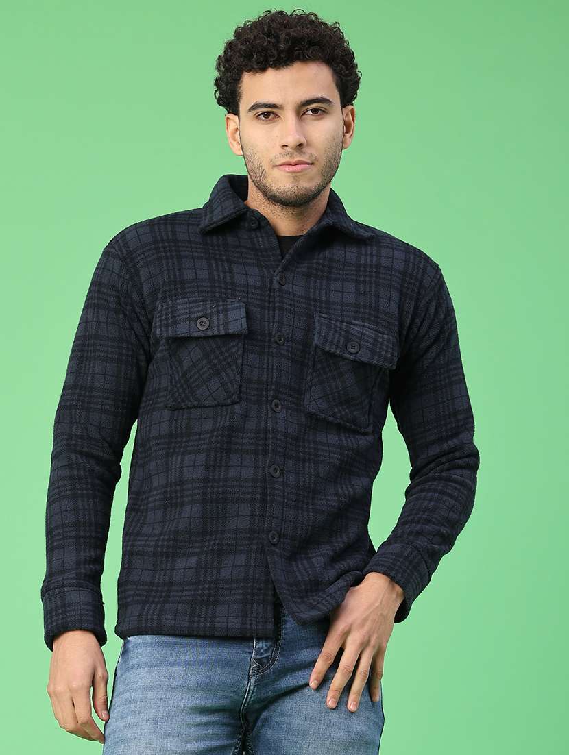 men checkered long sleeve regular fit shacket - 22223695 -  Standard Image - 1
