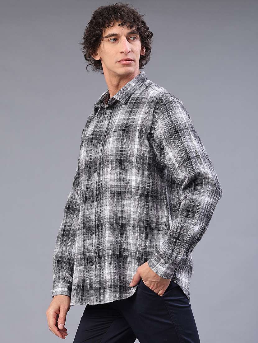 men checkered long sleeve regualr fit shacket - 22223701 -  Standard Image - 1