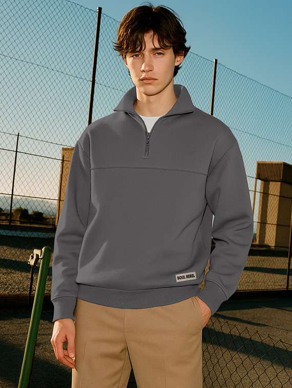 men solid long sleeve regular fit sweatshirt