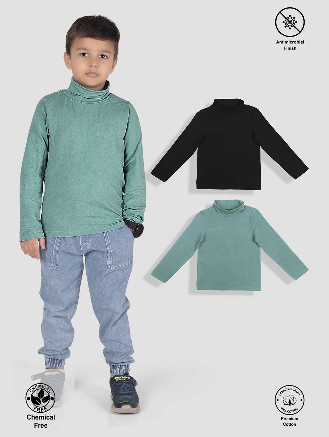 boys pack of 2 solid long sleeve t-shirt - 22223723 -  Standard Image - 1