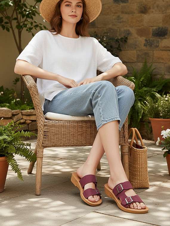 women solid slip on slides - 22223732 -  Standard Image - 1