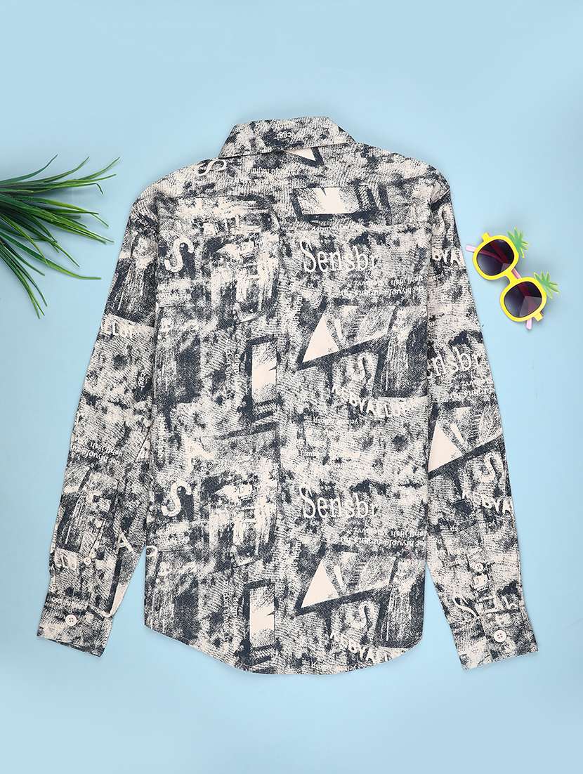 boys printed collared long sleeve shirt - 22223742 -  Standard Image - 1