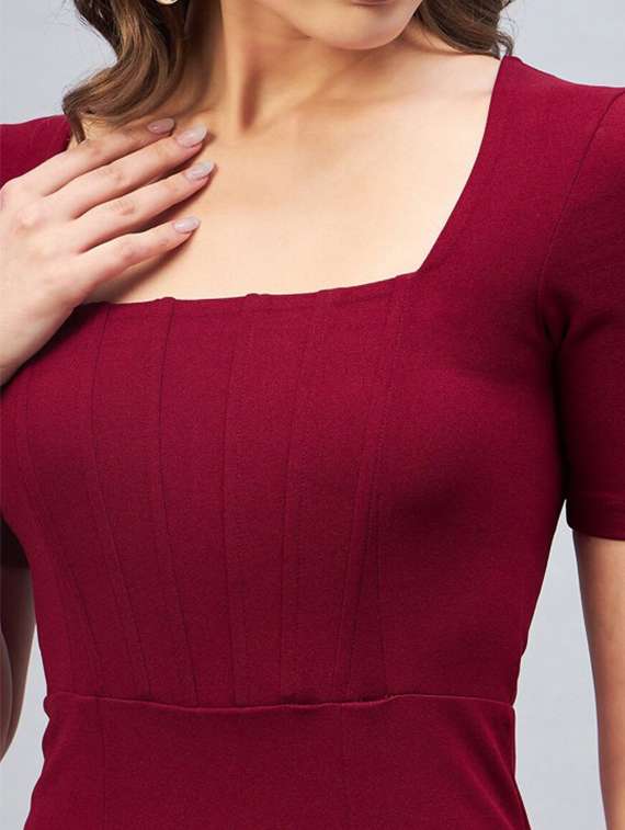 women solid short sleeve bodycon dress - 22223760 -  Standard Image - 4