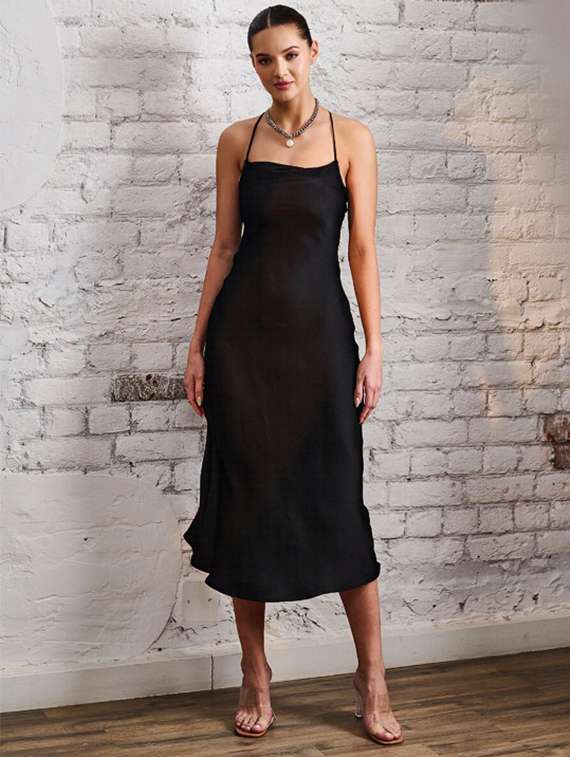 women soldi shoulder strap backless a-line dress - 22223772 -  Standard Image - 1