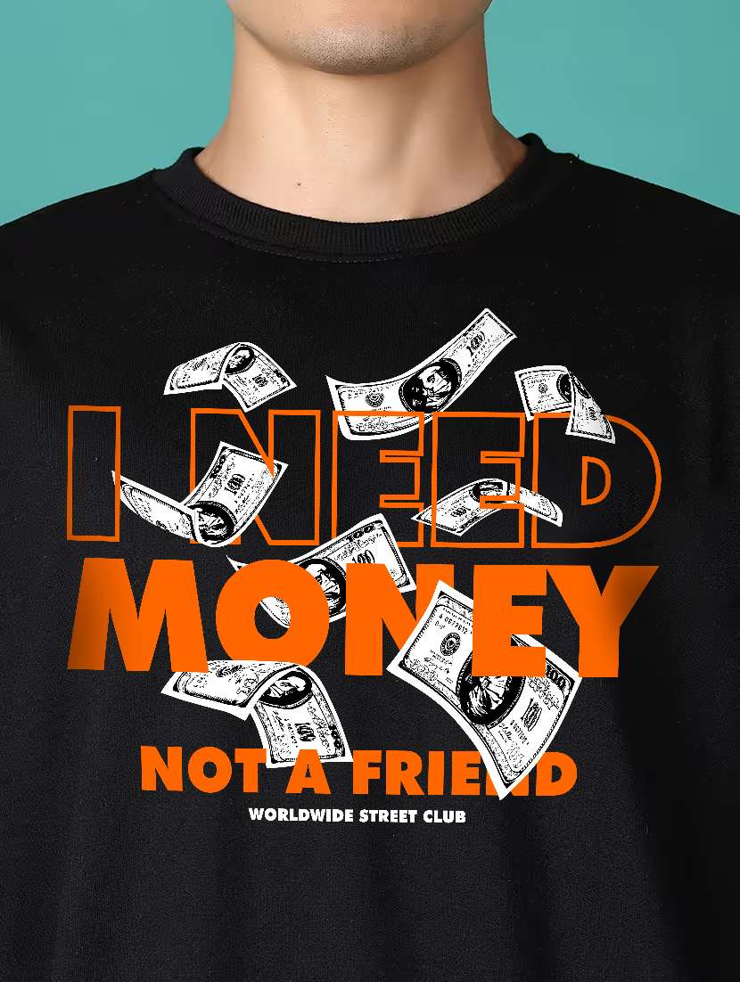 black cotton chest print sweatshirt - 22223777 -  Standard Image - 1