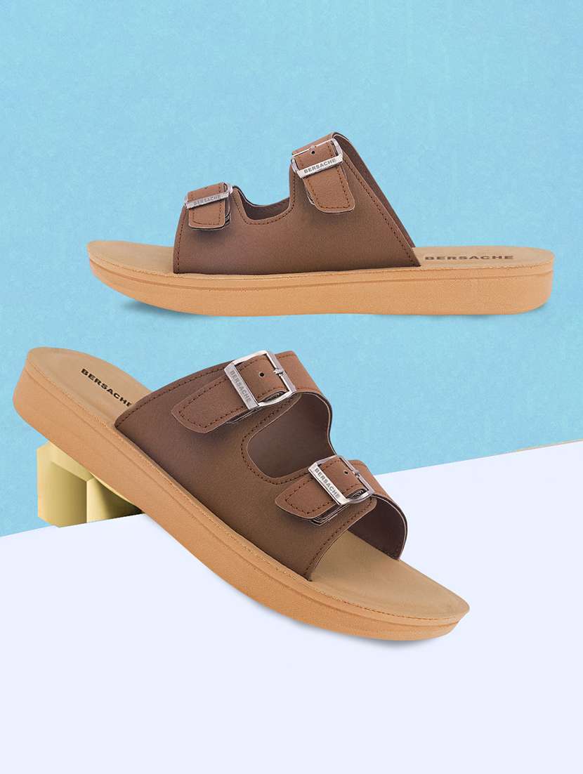 women solid slip on flat sandal