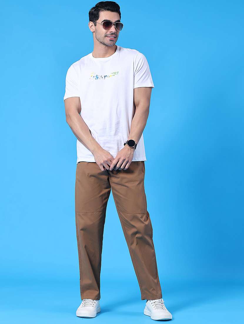 men white cotton blend chest print t-shirt - 22223932 -  Standard Image - 4