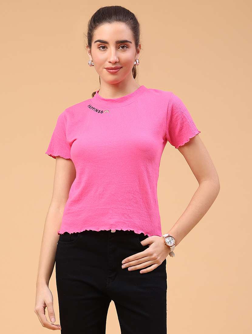 women solid short sleeve t-shirt - 22223964 -  Standard Image - 1
