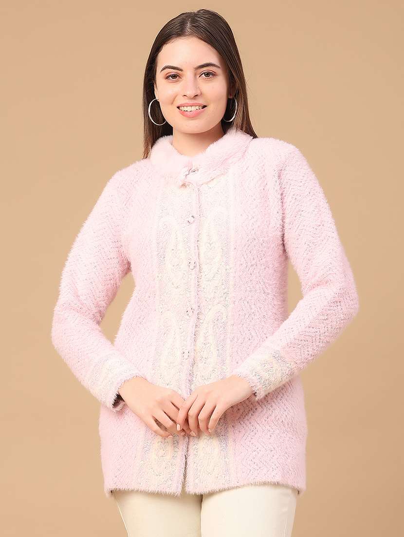 women self design long sleeve cardigan - 22224019 -  Standard Image - 1