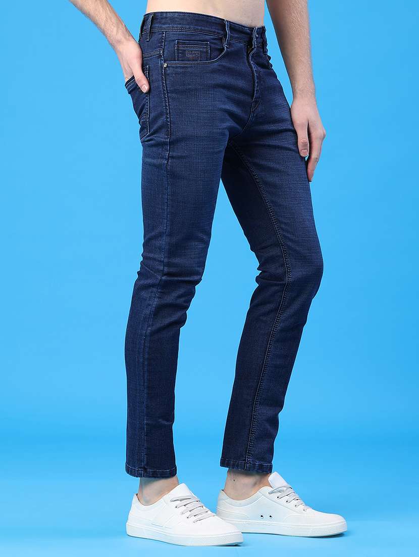 men plain mid rise full length slim fit jeans - 22224076 -  Standard Image - 1