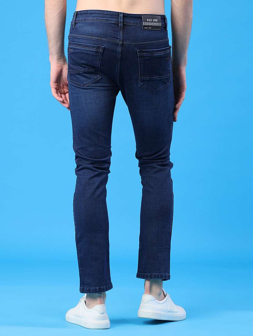 men plain mid rise full length slim fit jeans - 22224076 -  Standard Image - 4