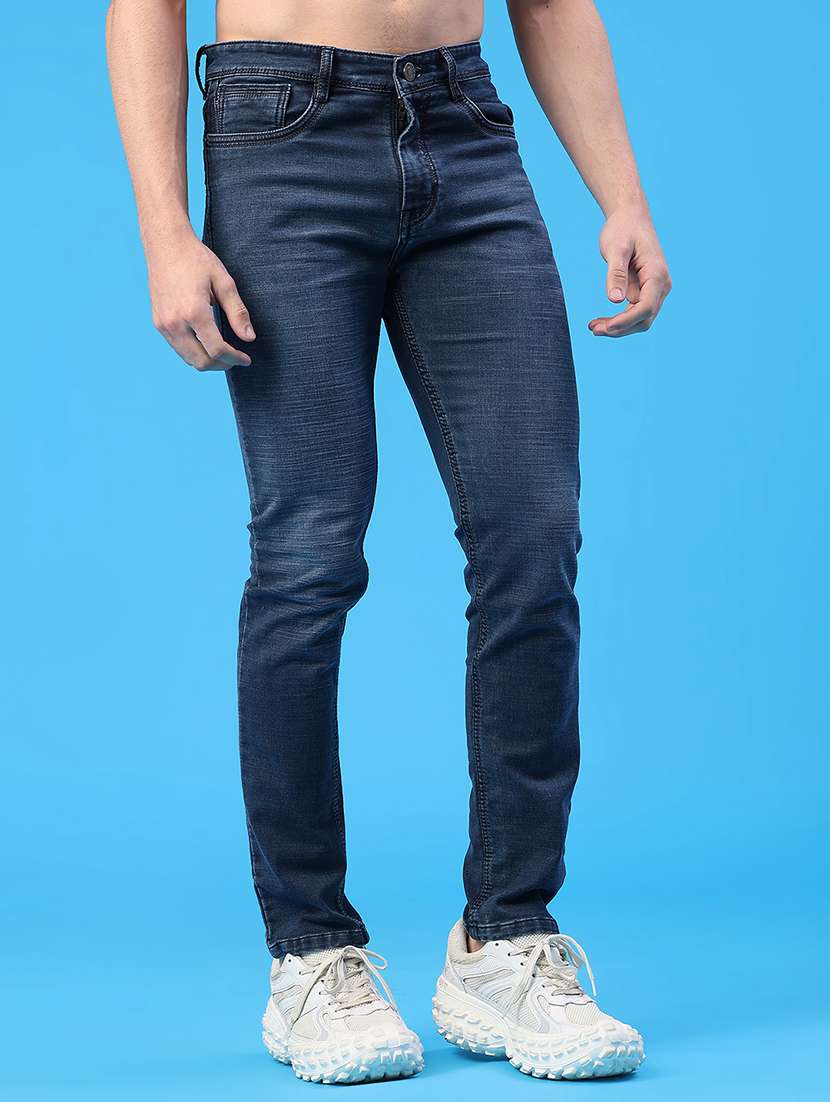 men washed mid rise full length slim fit jeans - 22224080 -  Standard Image - 1