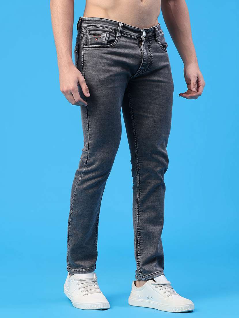 Men Plain Mid Rise Full Length Slim Fit Jeans - 22224081 -  Standard Image - 1