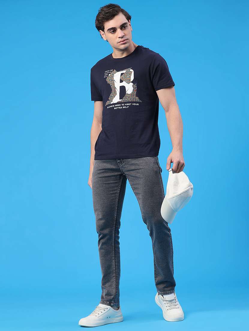Men Plain Mid Rise Full Length Slim Fit Jeans - 22224081 -  Standard Image - 4