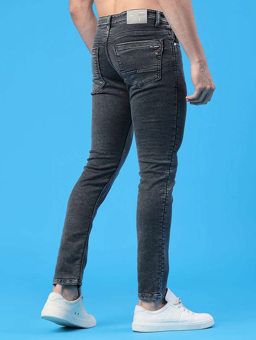 Men Plain Mid Rise Full Length Slim Fit Jeans - 22224082 -  Standard Image - 4