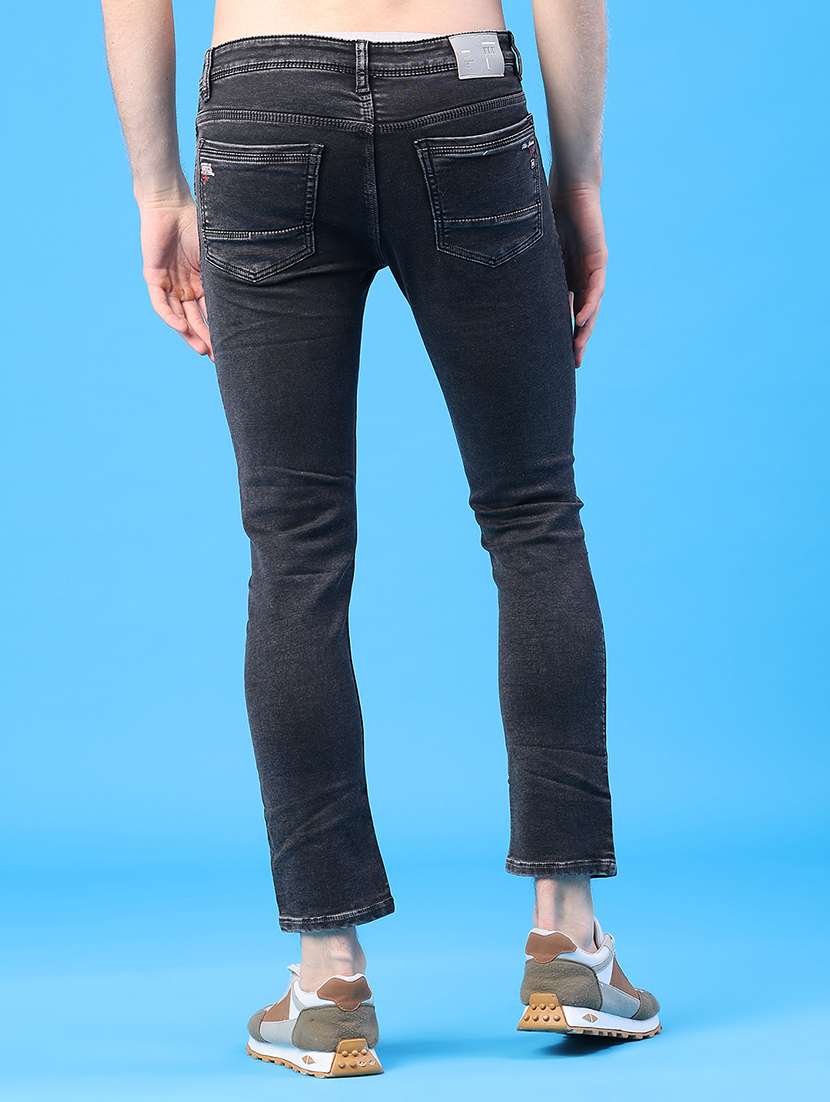 men plain mid rise full length slim fit jeans - 22224084 -  Standard Image - 4