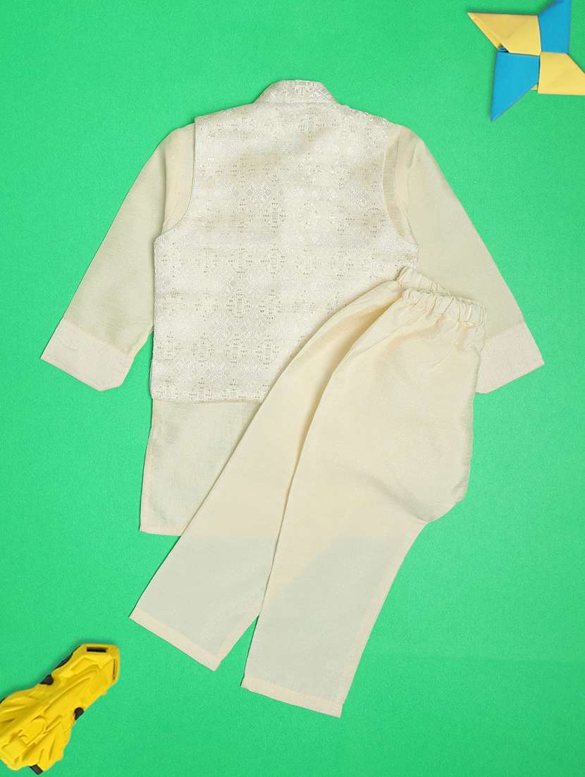 boys self design kurta pajama set with nehru jacket - 22224090 -  Standard Image - 1