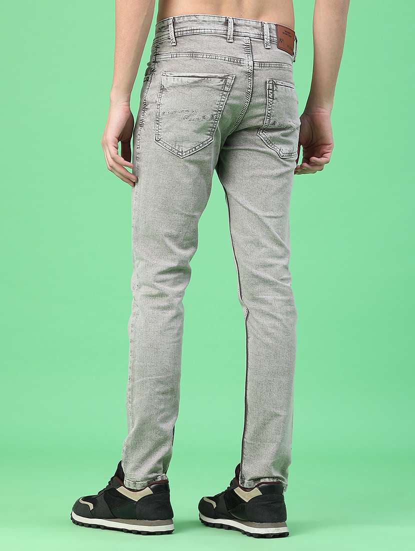 men plain mid rise full length slim fit jeans - 22224114 -  Standard Image - 4