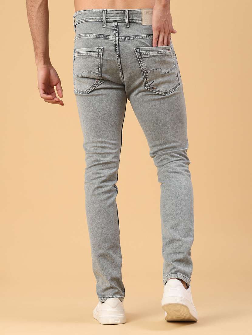 men plain mid rise full length slim fit jeans - 22224118 -  Standard Image - 4