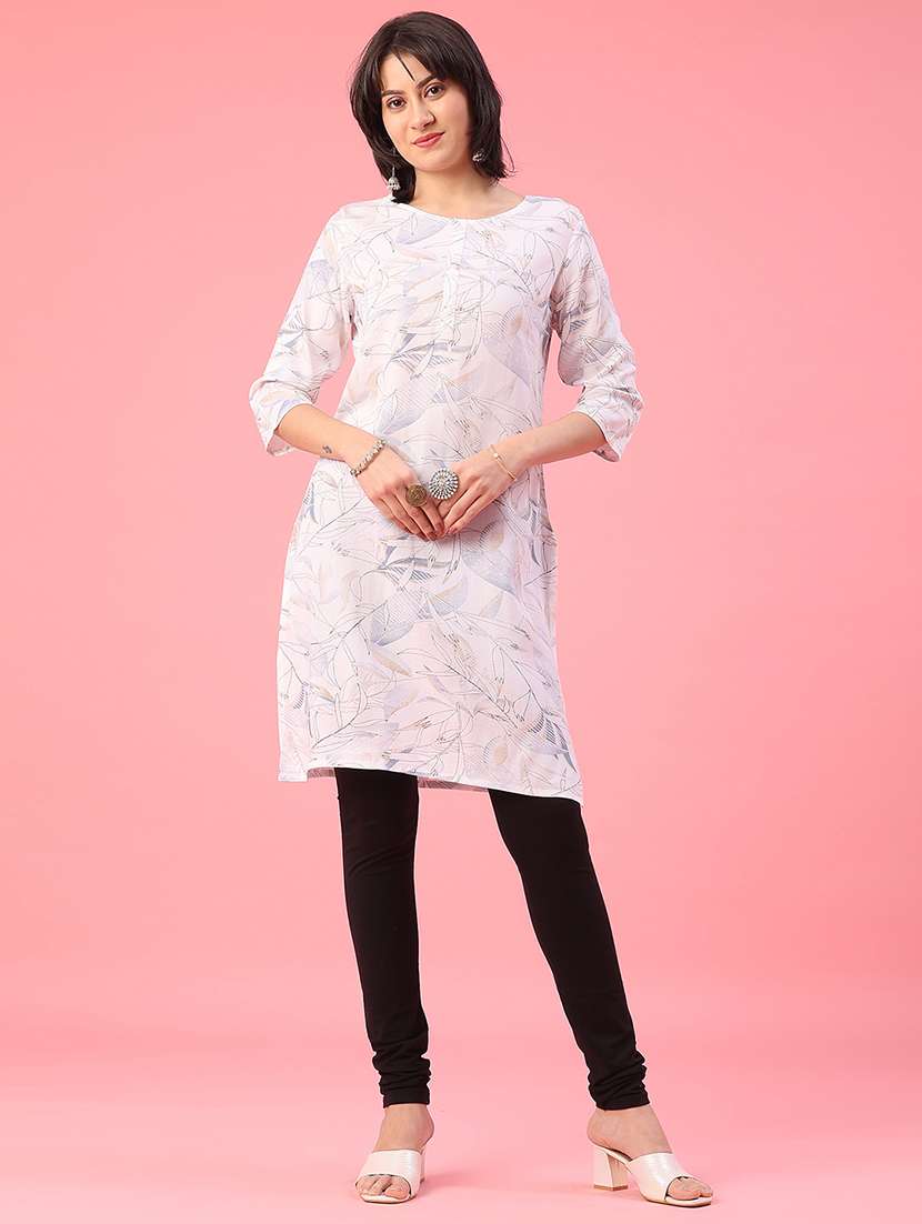 women printed three quarter sleeve straight kurta - 22224137 -  Standard Image - 1