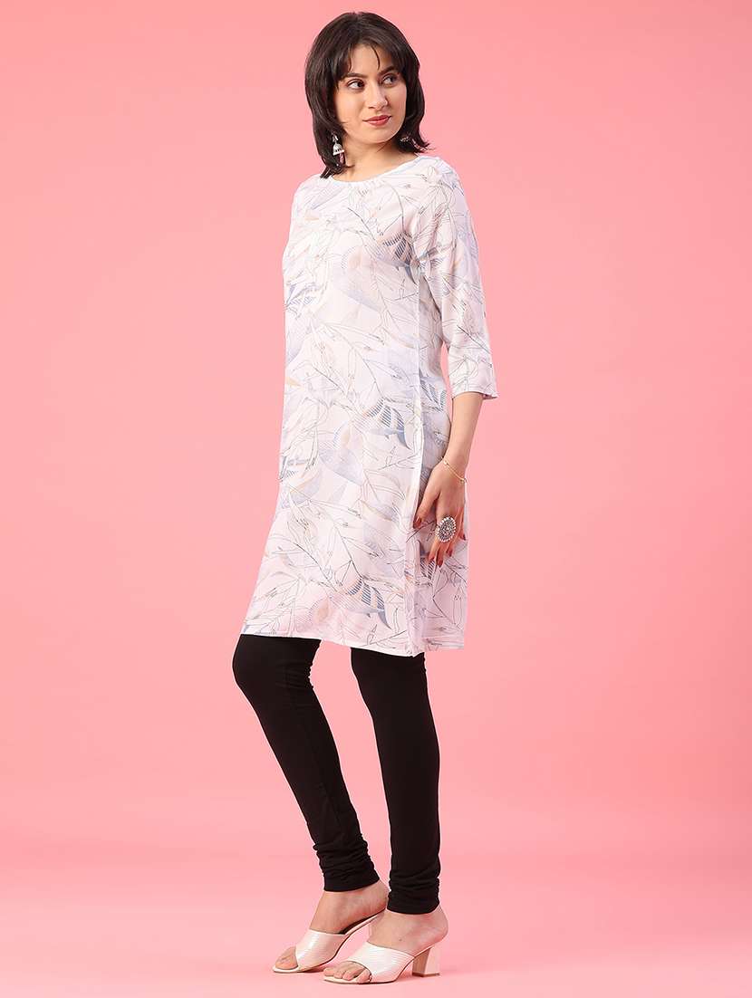 women printed three quarter sleeve straight kurta - 22224137 -  Standard Image - 4