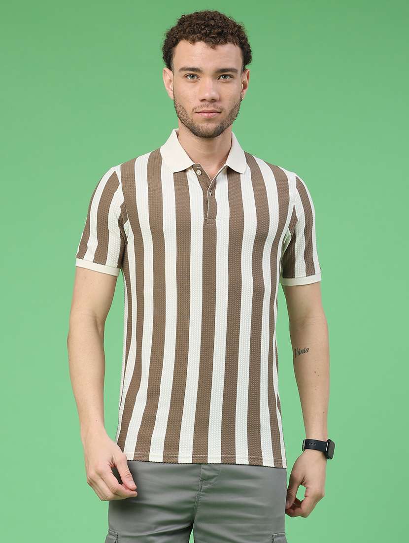 men striped short sleeve regular fit polo t-shirt - 22224163 -  Standard Image - 1