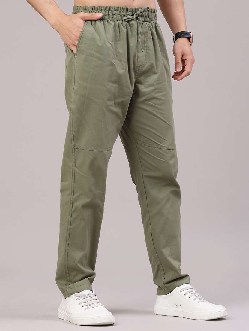 men solid mid rise full length track pant - 22224177 -  Standard Image - 1