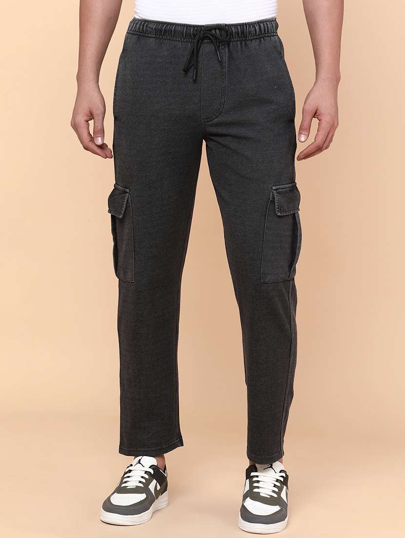 men black cotton  full length track pant
