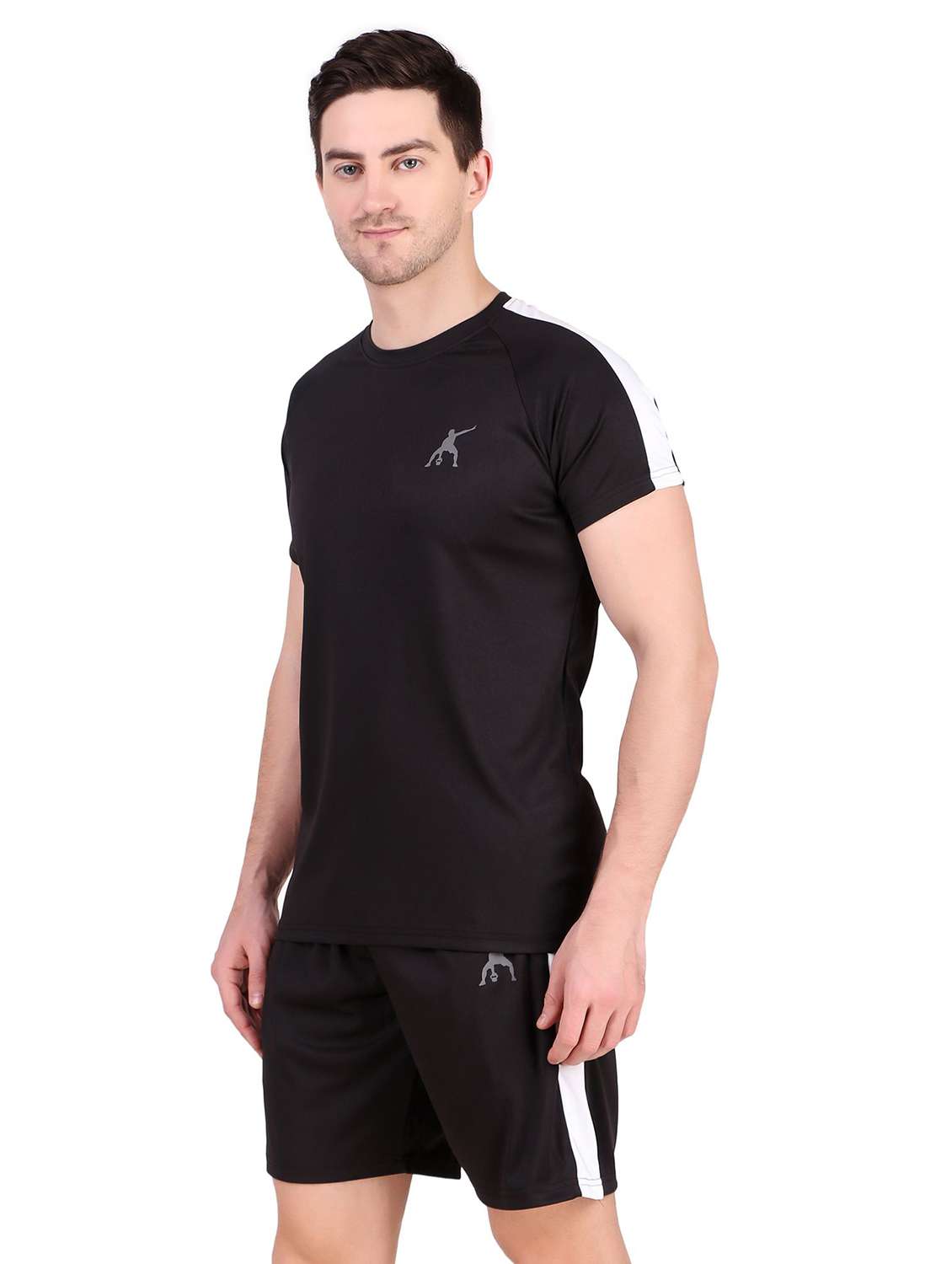 men solid short sleeve shorts & t-shirt co-ord set - 22224306 -  Standard Image - 1