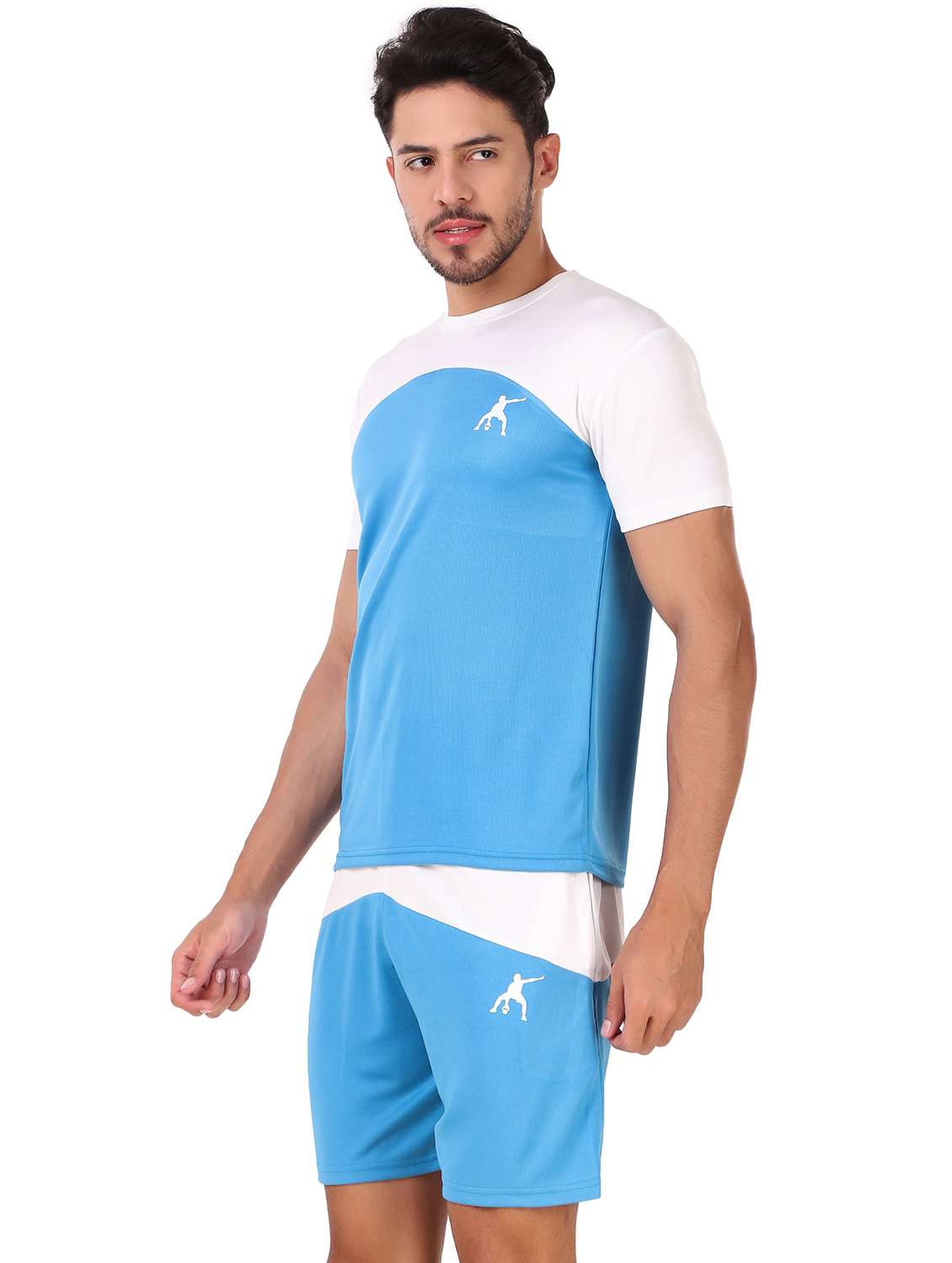 men color block shorts & t-shirt co-ord set - 22224313 -  Standard Image - 1