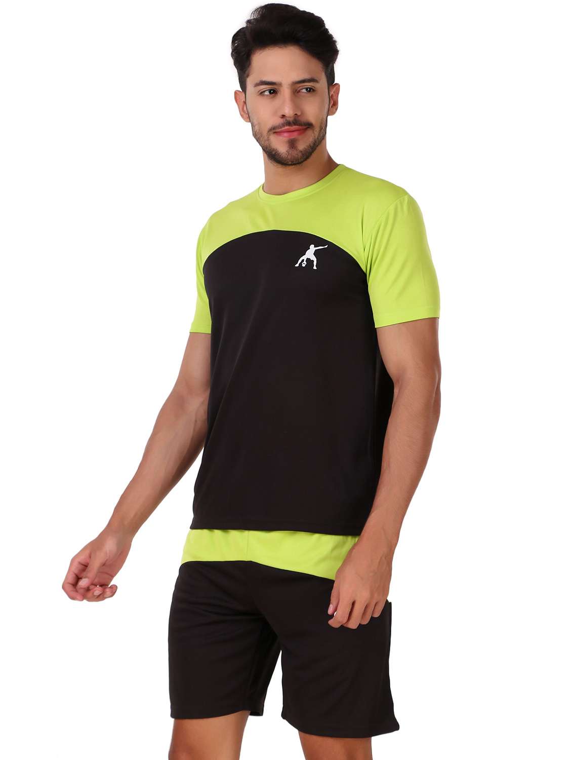 men color block shorts & t-shirt co-ord set - 22224315 -  Standard Image - 1