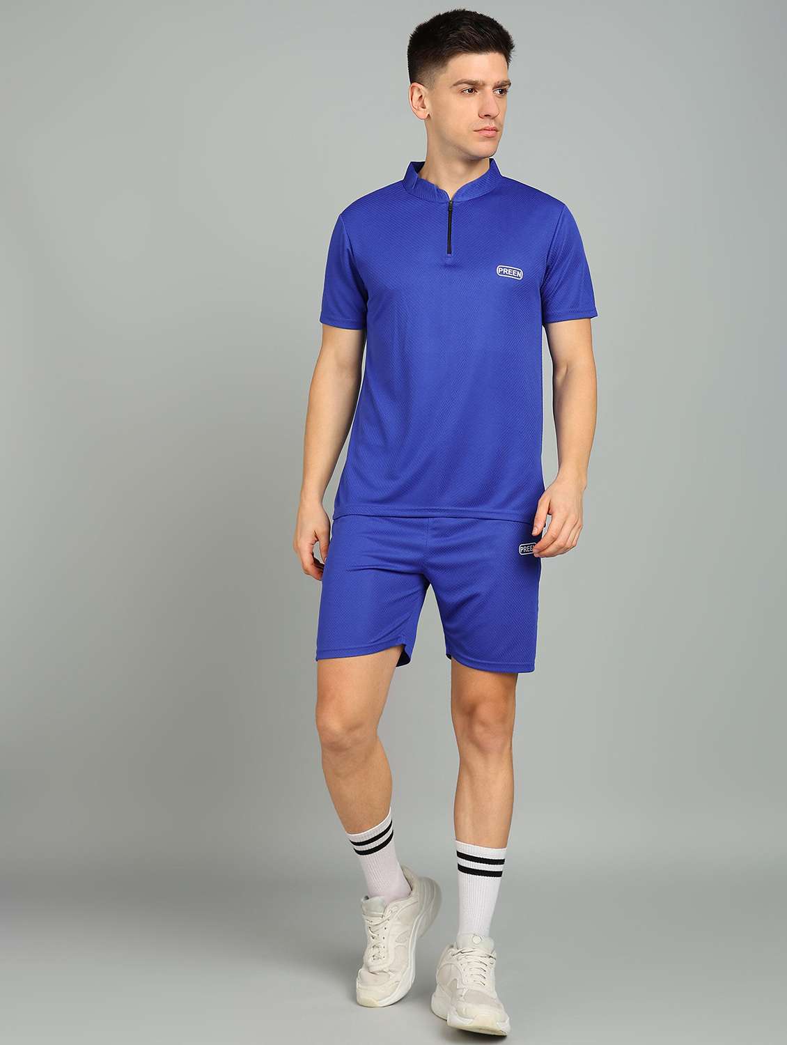 men solid short sleeve shorts & t-shirt co-ord set - 22224327 -  Standard Image - 1