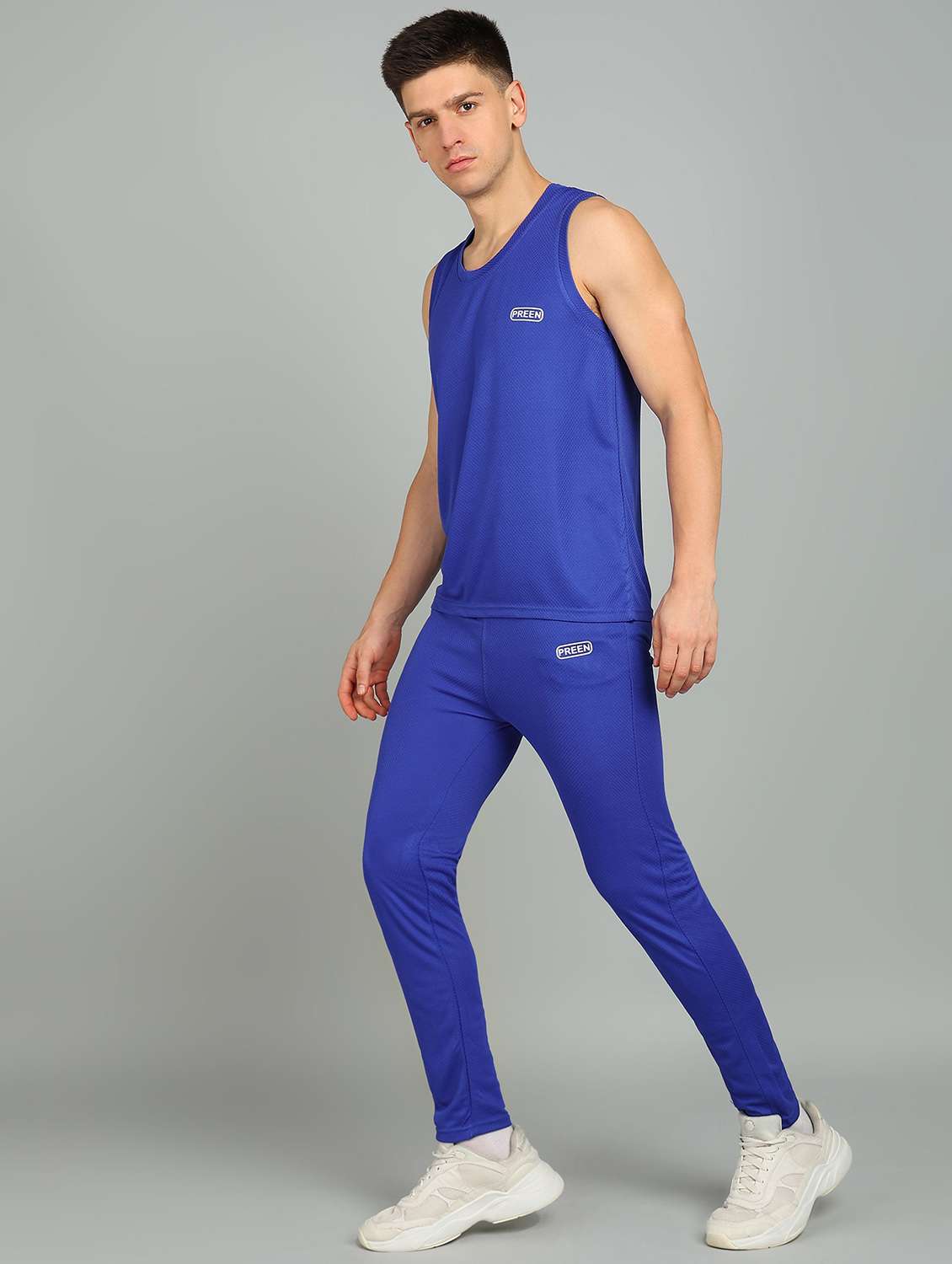 men solid sleeveless full length co-ord set - 22224334 -  Standard Image - 1