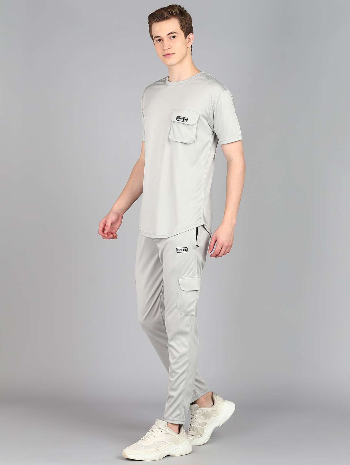 men solid short sleeve full length co-ord set - 22224340 -  Standard Image - 1