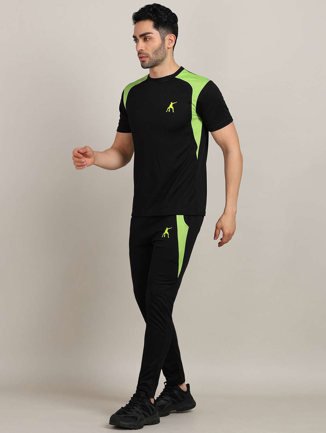 men color block short sleeve full length co-ord set - 22224351 -  Standard Image - 1